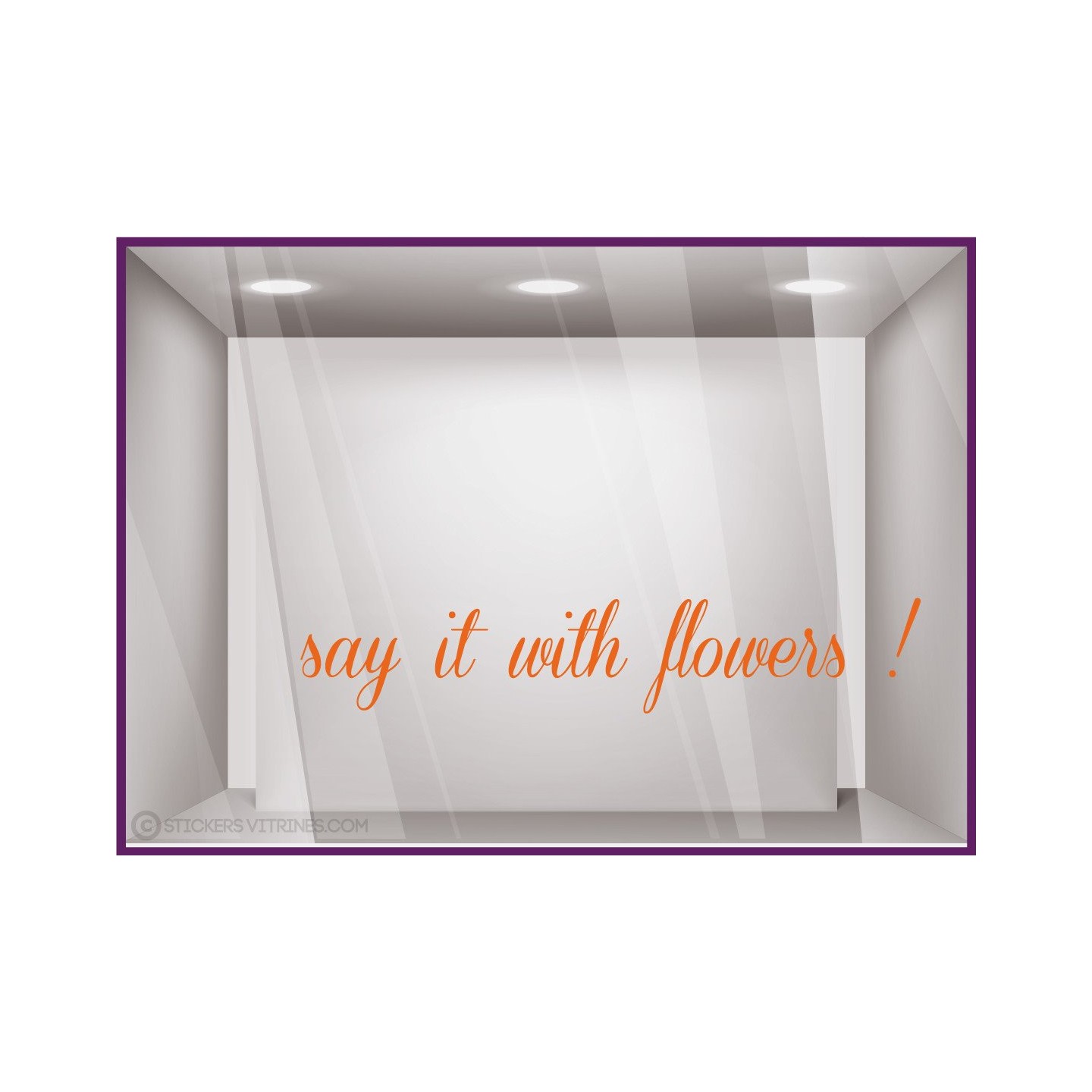 Sticker Say it with flowers devanture commerce fleuriste vitrine calicot lettrage adhesif autocollant lettre vitre