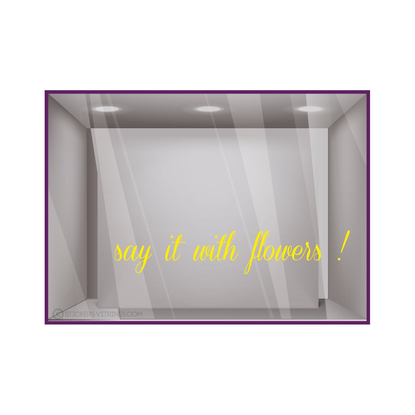 Sticker Say it with flowers devanture commerce fleuriste vitrine calicot lettrage adhesif autocollant lettre vitre