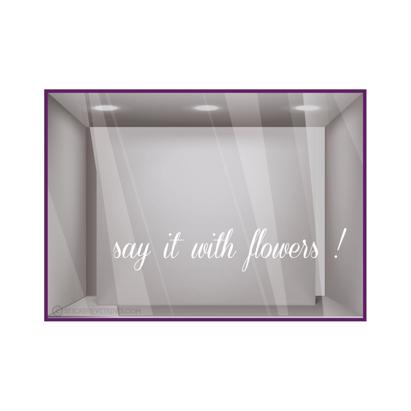 Sticker Say it with flowers devanture commerce fleuriste vitrine calicot lettrage adhesif autocollant lettre vitre