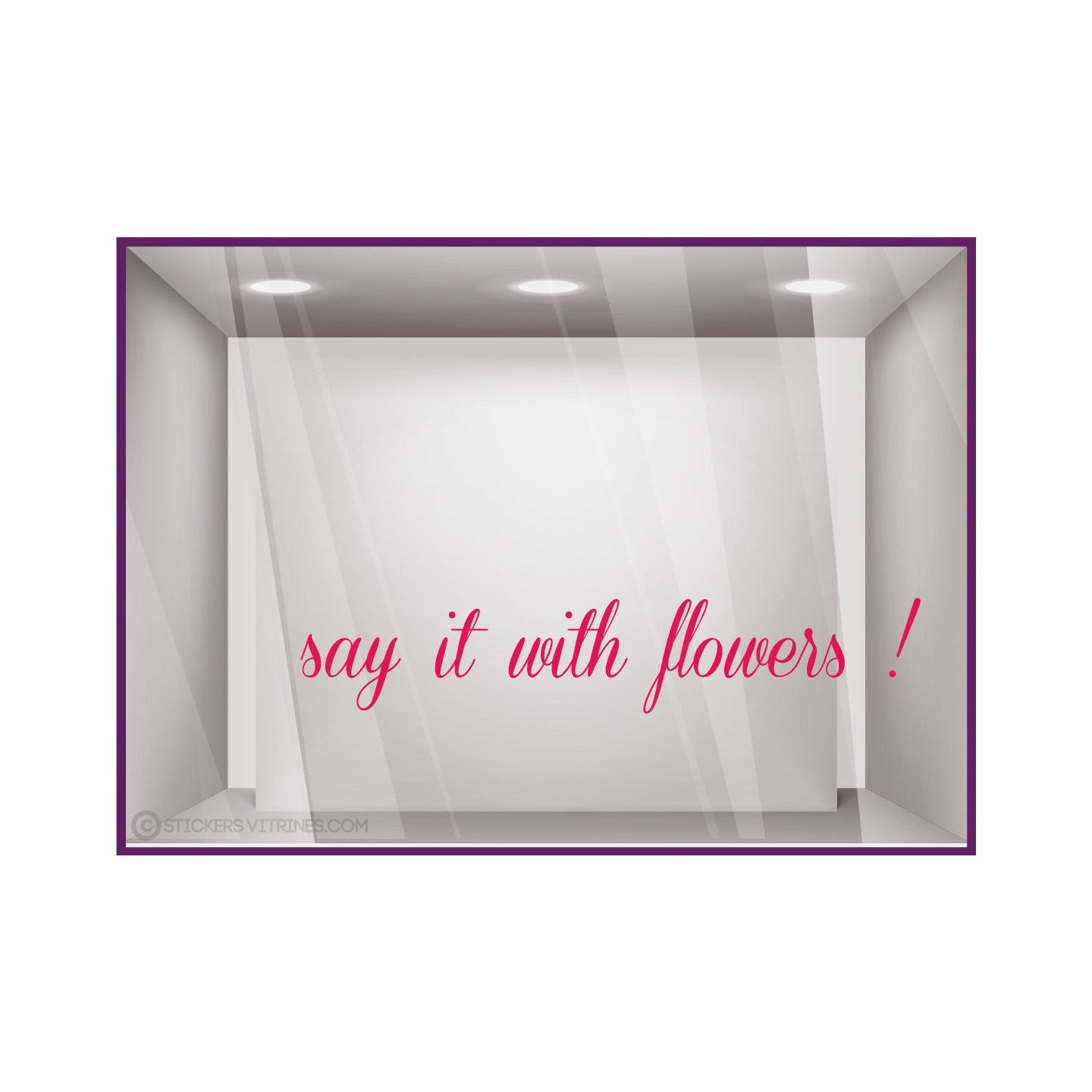 Sticker Say it with flowers devanture commerce fleuriste vitrine calicot lettrage adhesif autocollant lettre vitre