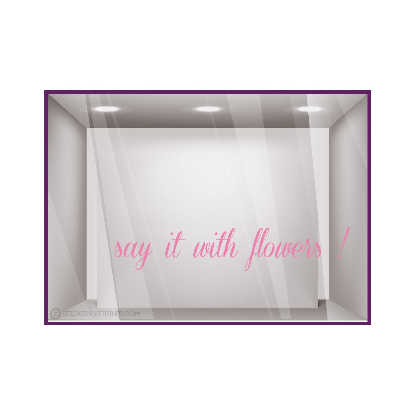 Sticker Say it with flowers devanture commerce fleuriste vitrine calicot lettrage adhesif autocollant lettre vitre