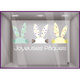 Sticker Lapin de Pâques vitrine magasin devanture decoration autocollant vitrophanie 