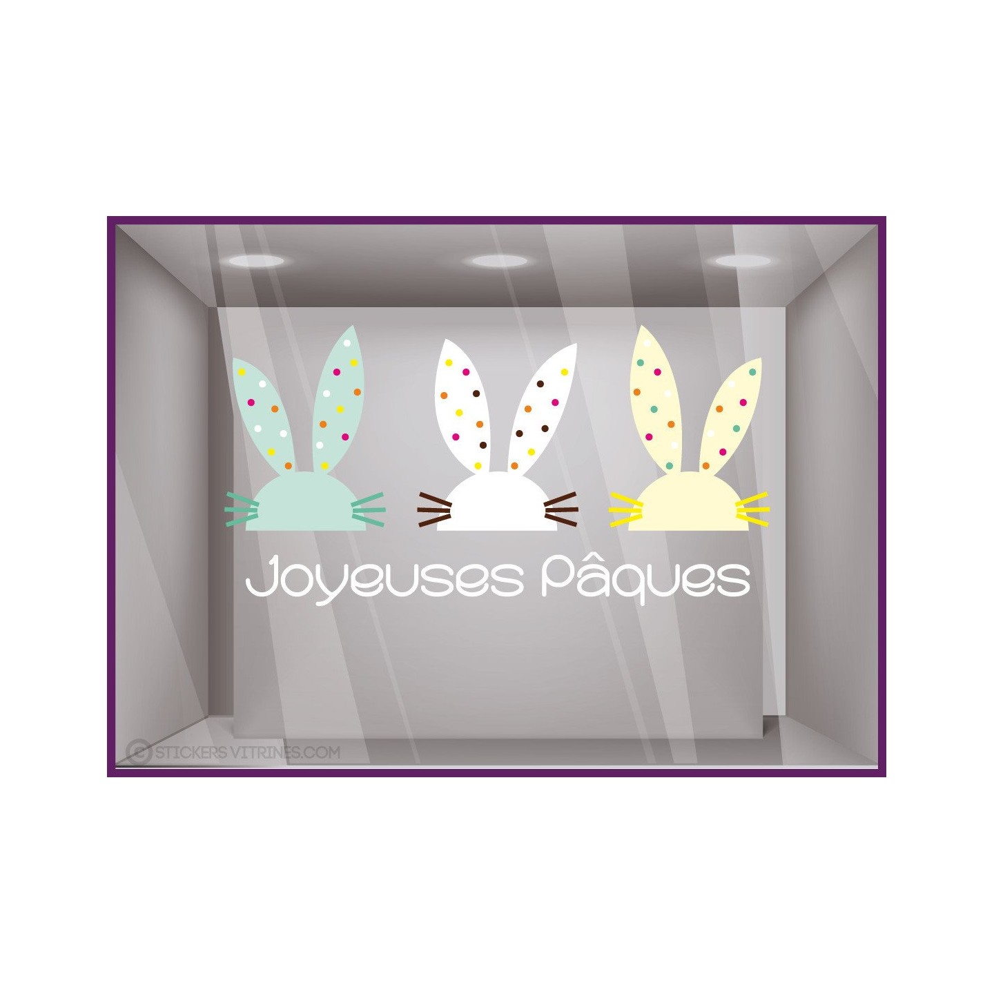 Sticker Lapin de Pâques vitrine magasin devanture decoration autocollant vitrophanie 