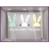 Sticker Lapin de Pâques vitrine magasin devanture decoration autocollant vitrophanie 