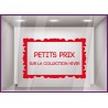 Sticker Petits Prix sur Collection d'Hiver destockage soldes promotions vitrophanie adhesif enseigne devanture lettrage