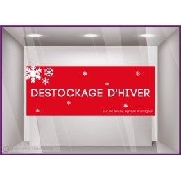 Sticker Destockage d'Hiver vitrophanie soldes braderie enseigne signaletique mode devanture boutique maroquinerie
