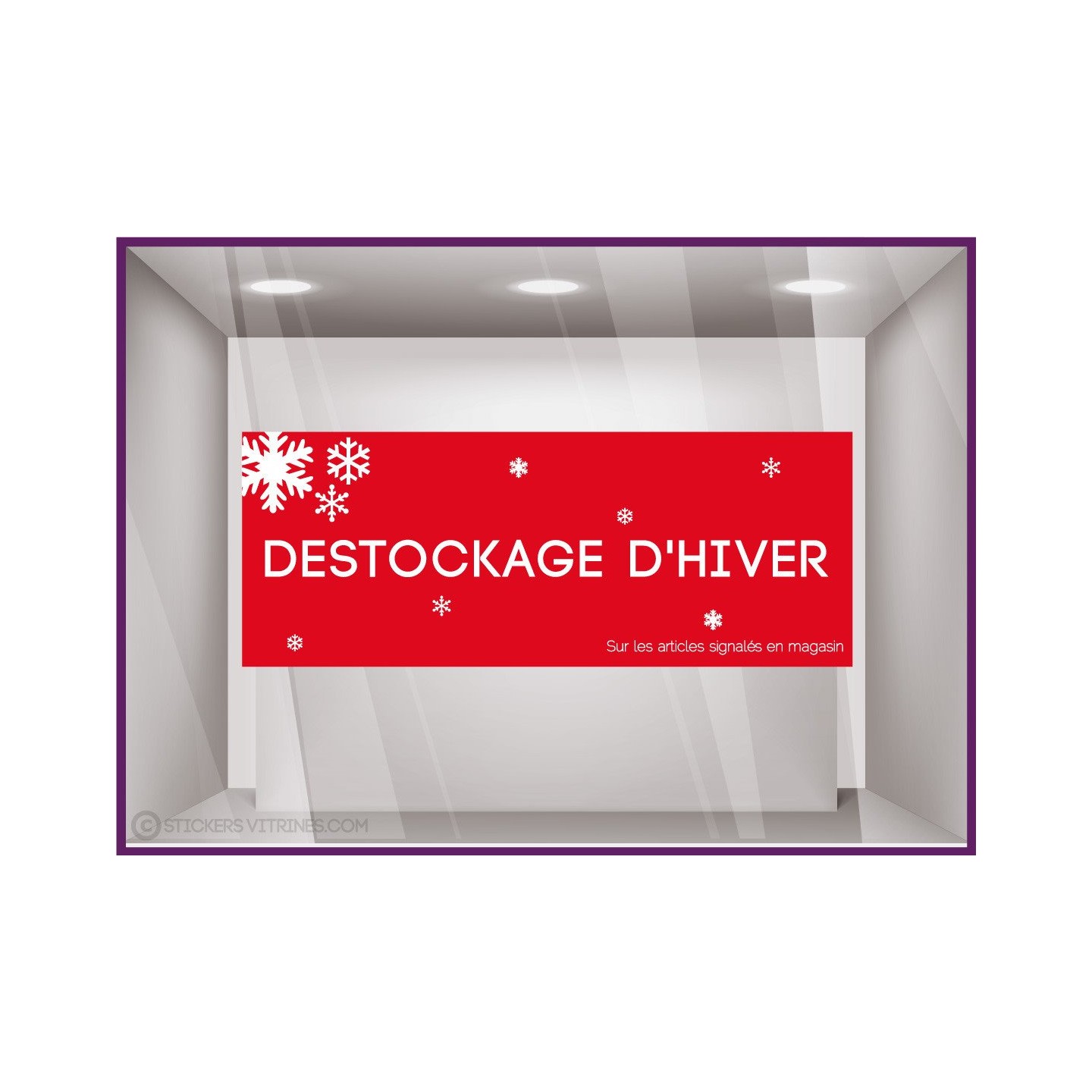 Sticker Destockage d'Hiver vitrophanie soldes braderie enseigne signaletique mode devanture boutique maroquinerie