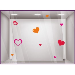 Stickers Coeurs Multicolores Saint Valentin fete des meres adhesif commerce vitrine bijouterie fleuriste idee deco