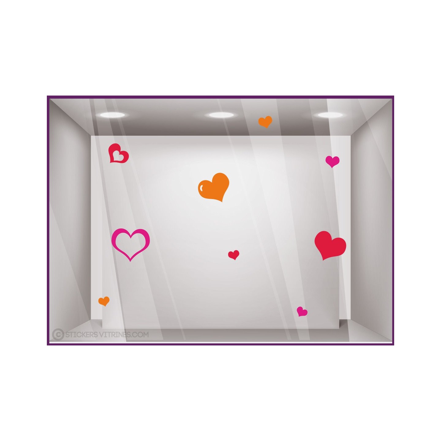 Stickers Coeurs Multicolores Saint Valentin fete des meres adhesif commerce vitrine bijouterie fleuriste idee deco