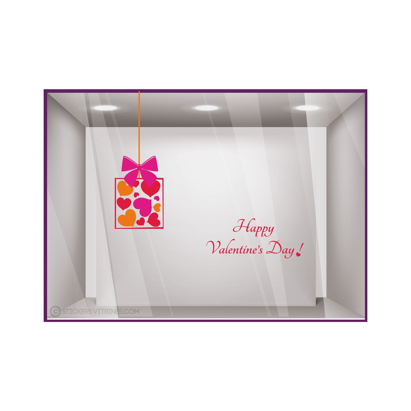Kit de Stickers Happy Valentine's Day cadeau adhesif autocollant calicot vitrine magasin commerce mode bijouterie maroquinerie