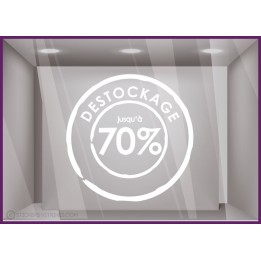 Sticker Tampon Destockage soldes braderie vitrophanie boutique enseigne vitrine devanture 