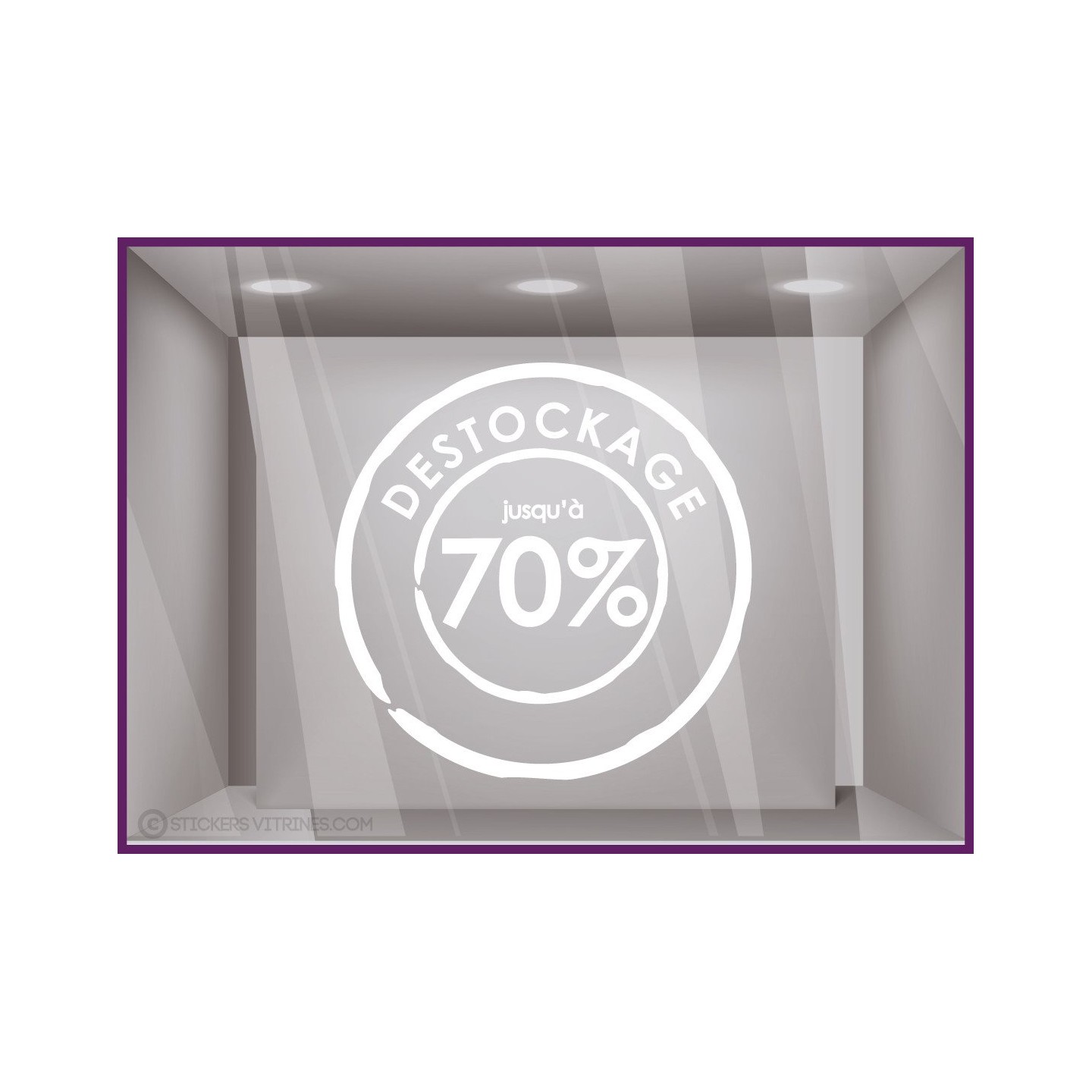 Sticker Tampon Destockage soldes braderie vitrophanie boutique enseigne vitrine devanture 