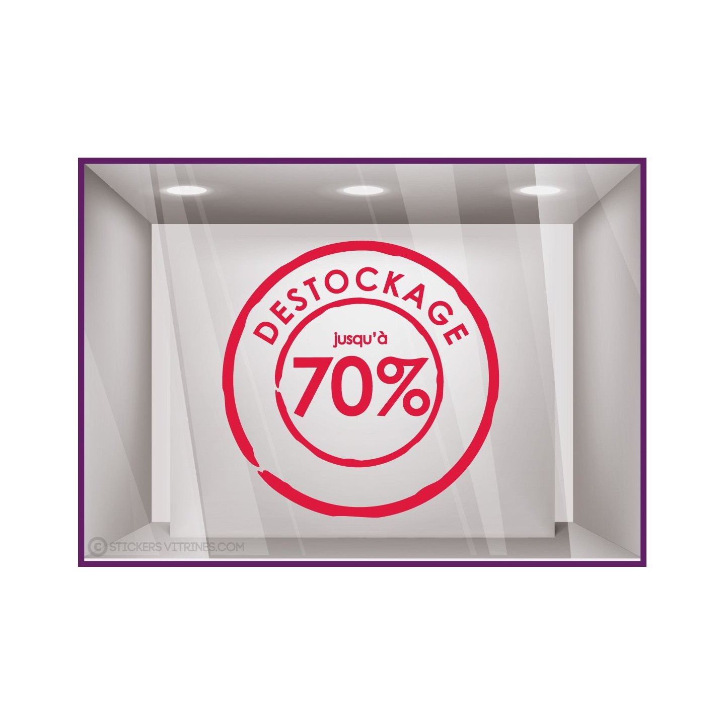 Sticker Tampon Destockage soldes braderie vitrophanie boutique enseigne vitrine devanture 