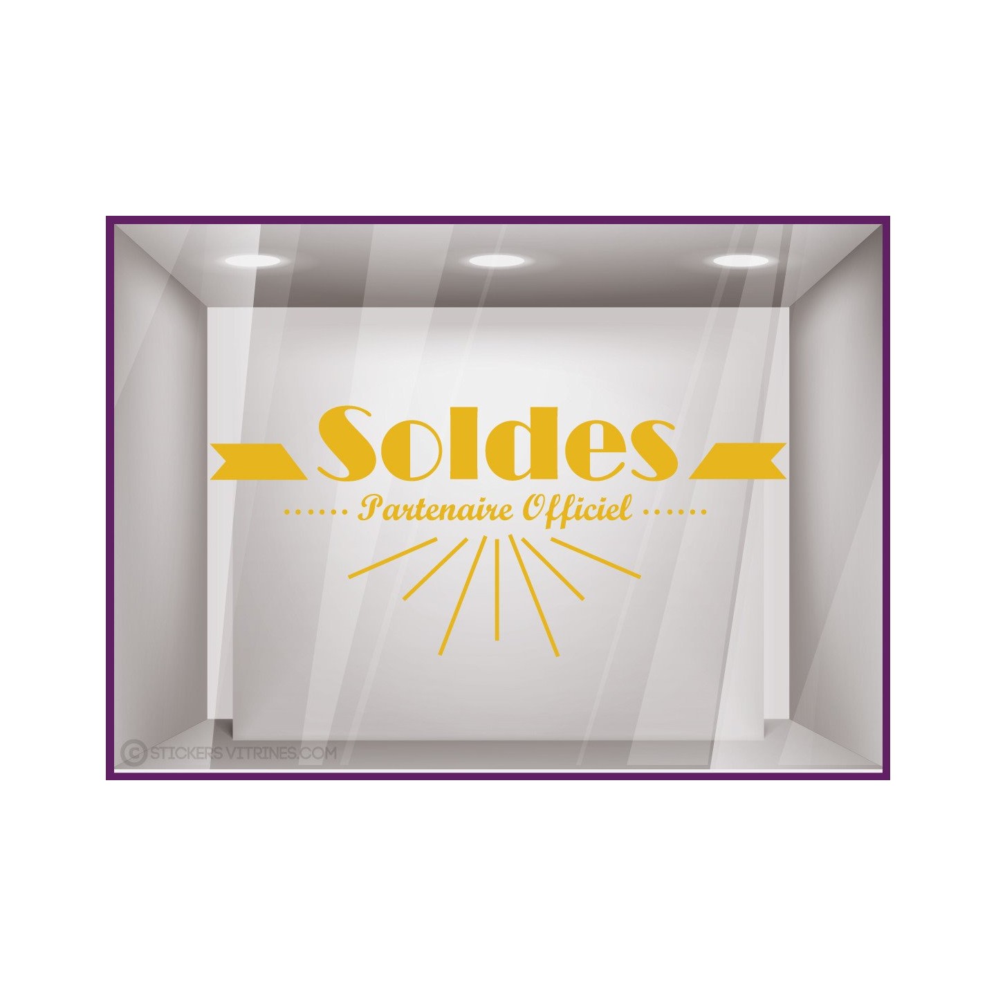 Sticker Soldes Partenaire Officiel promotion lettrage adhesif destockage braderi liquidation stock hiver ete mode opticien