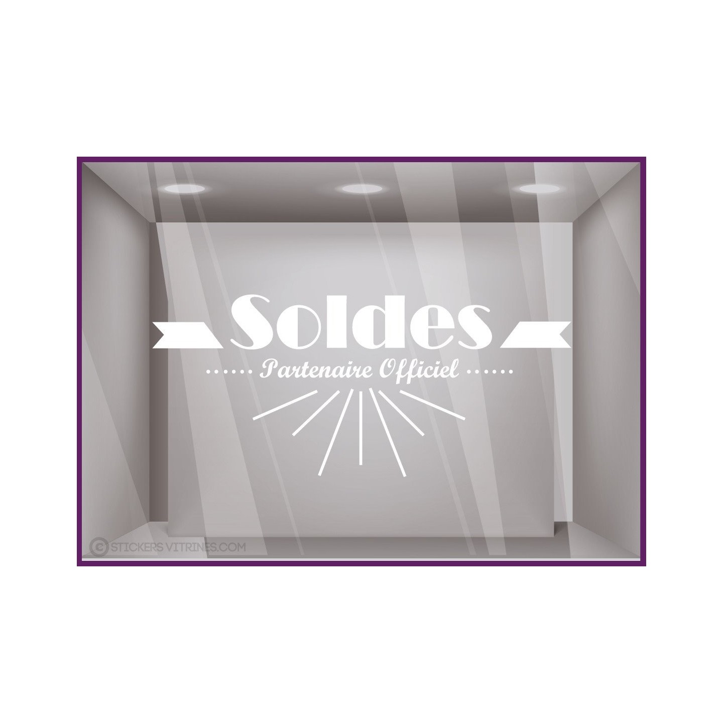 Sticker Soldes Partenaire Officiel promotion lettrage adhesif destockage braderi liquidation stock hiver ete mode opticien