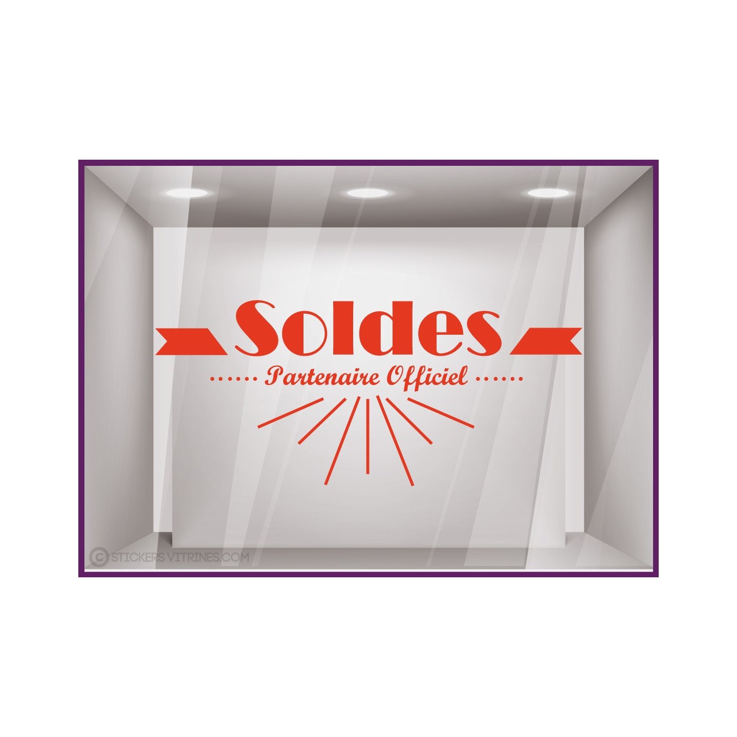 Sticker Soldes Partenaire Officiel promotion lettrage adhesif destockage braderi liquidation stock hiver ete mode opticien