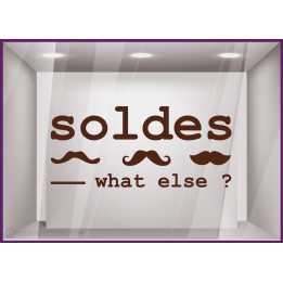 Sticker Soldes What else? promotion offre promotionnelle promos destockage braderie liquidation moustache mode accessoire