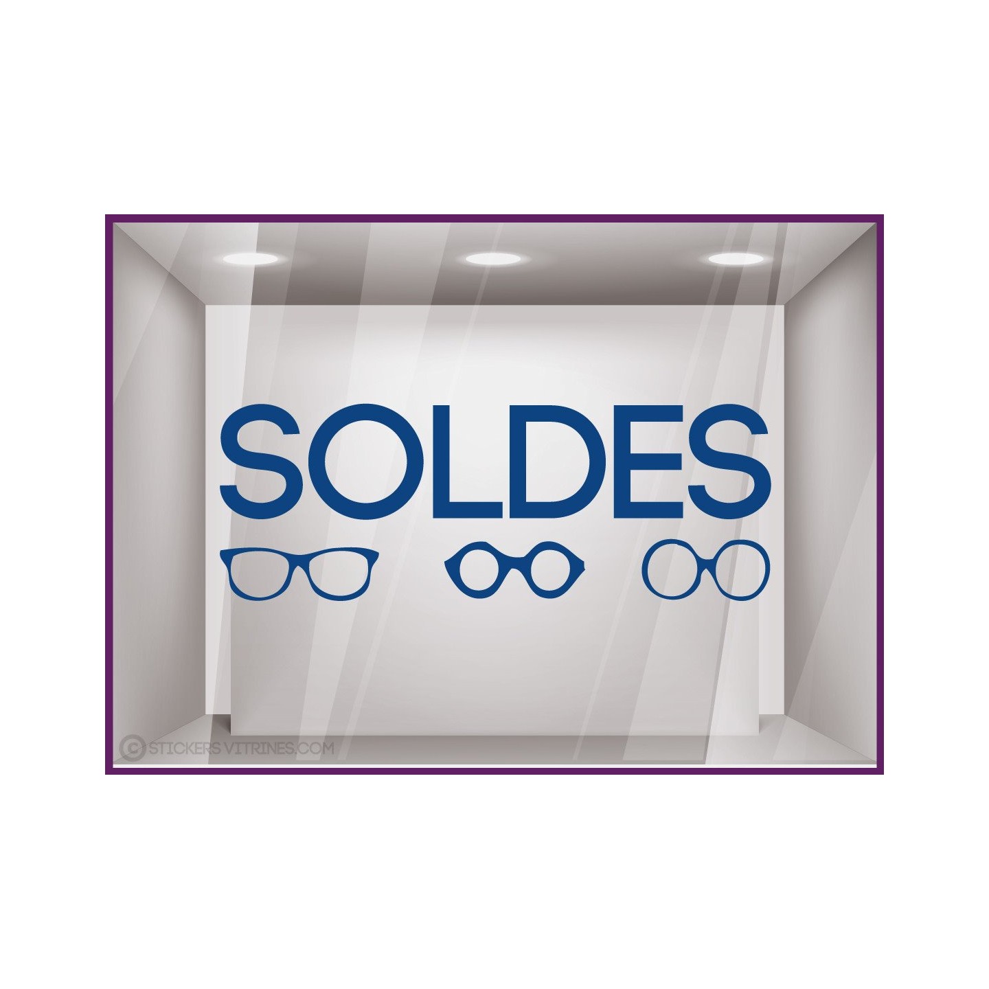 Sticker Soldes Lunettes promotion offre promotionnelle destockage braderie liquidation opticien accesoires pourcentage lettrage 