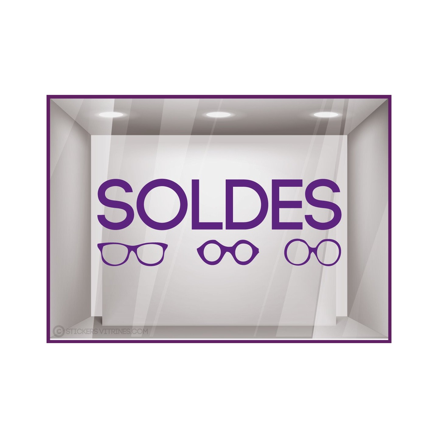 Sticker Soldes Lunettes promotion offre promotionnelle destockage braderie liquidation opticien accesoires pourcentage lettrage 
