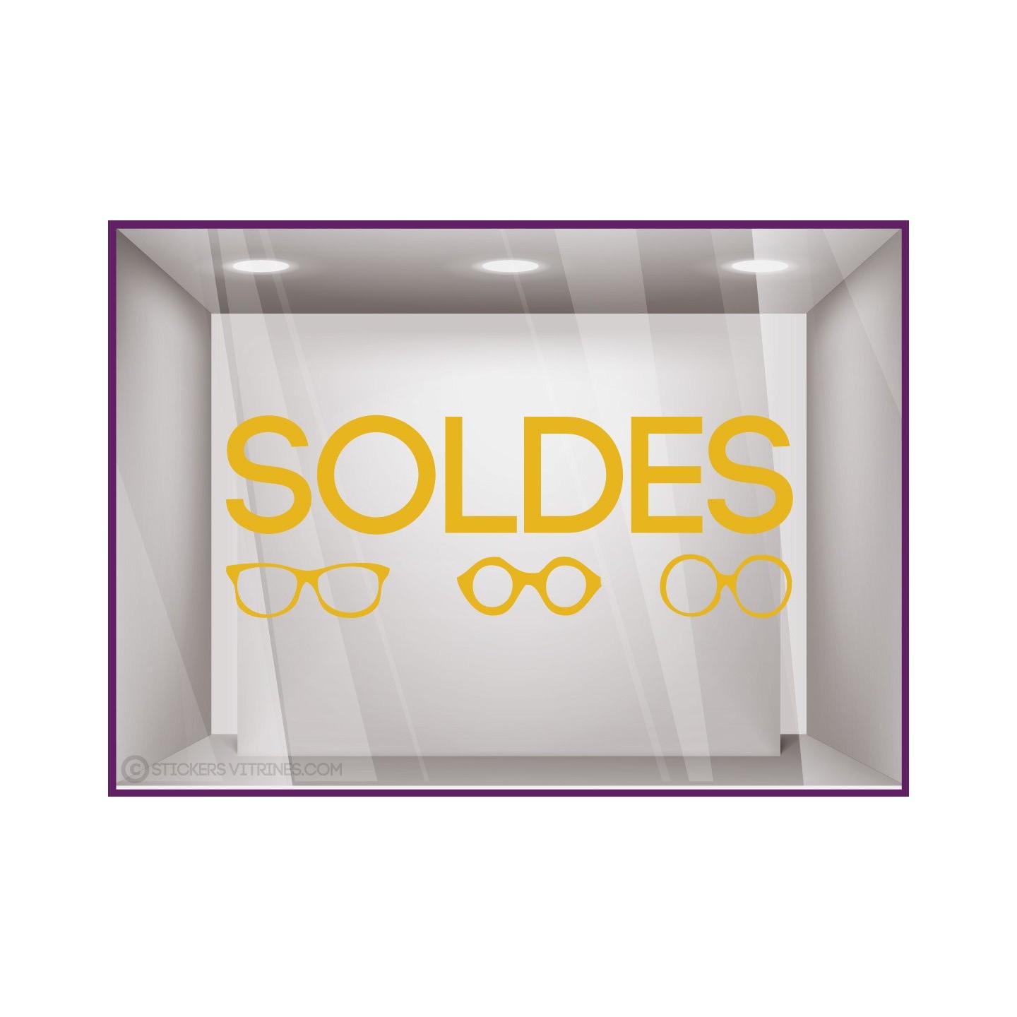 Sticker Soldes Lunettes promotion offre promotionnelle destockage braderie liquidation opticien accesoires pourcentage lettrage 