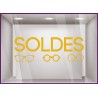 Sticker Soldes Lunettes promotion offre promotionnelle destockage braderie liquidation opticien accesoires pourcentage lettrage 