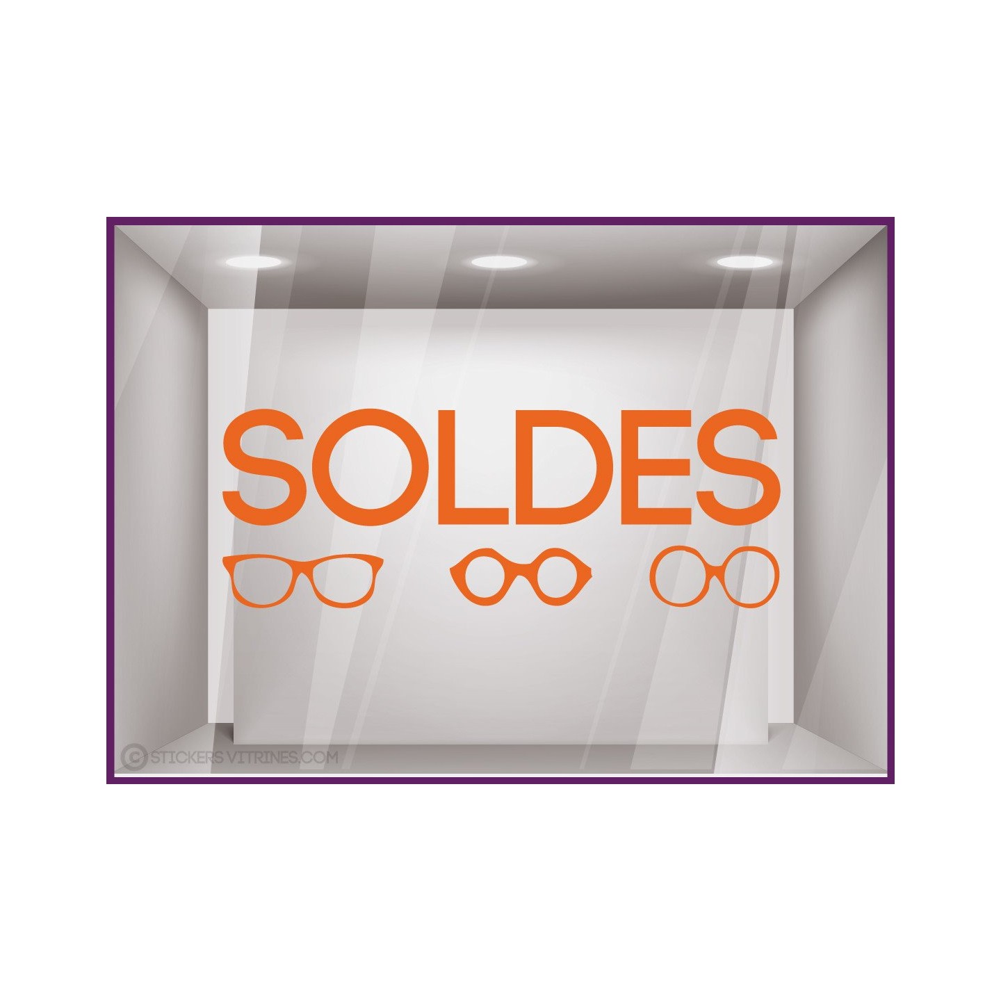 Sticker Soldes Lunettes promotion offre promotionnelle destockage braderie liquidation opticien accesoires pourcentage lettrage 