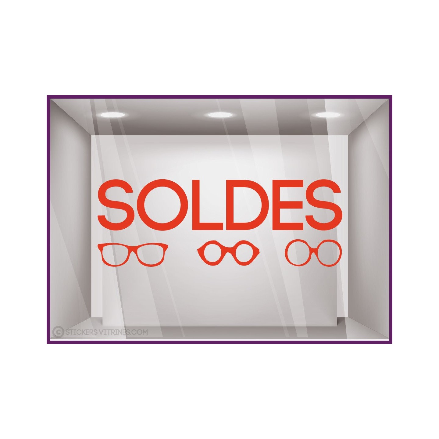 Sticker Soldes Lunettes promotion offre promotionnelle destockage braderie liquidation opticien accesoires pourcentage lettrage 