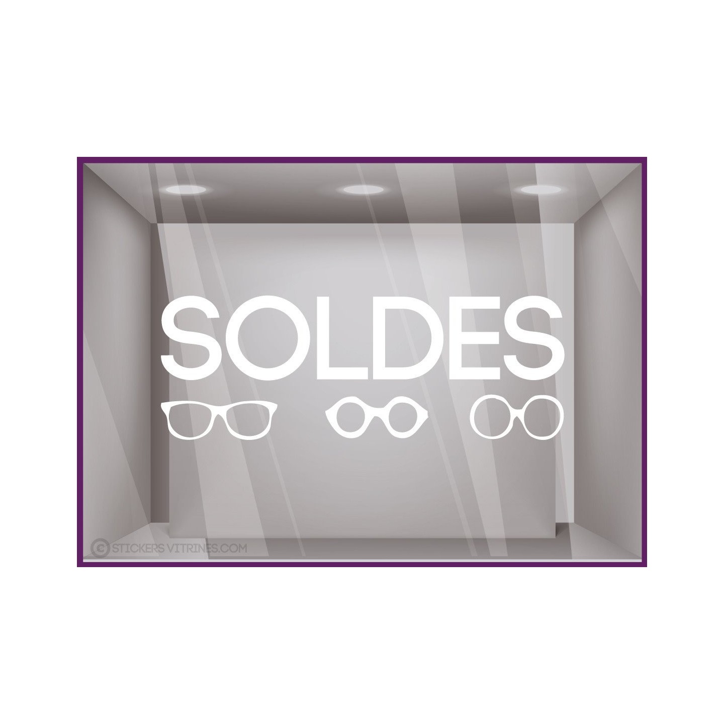 Sticker Soldes Lunettes promotion offre promotionnelle destockage braderie liquidation opticien accesoires pourcentage lettrage 