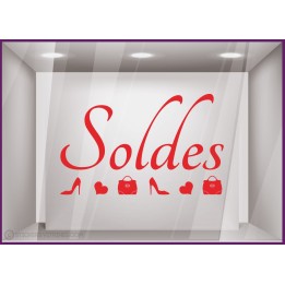 Sticker Soldes Escarpins chaussure mode promotion offre promotionnelle destockage braderie liquidation femme calicot vitrophanie