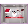 Vitrophanie Sticker Masques de Noël pour décoration de magasin commerce calicot pere noel fetes mode maroquinerie
