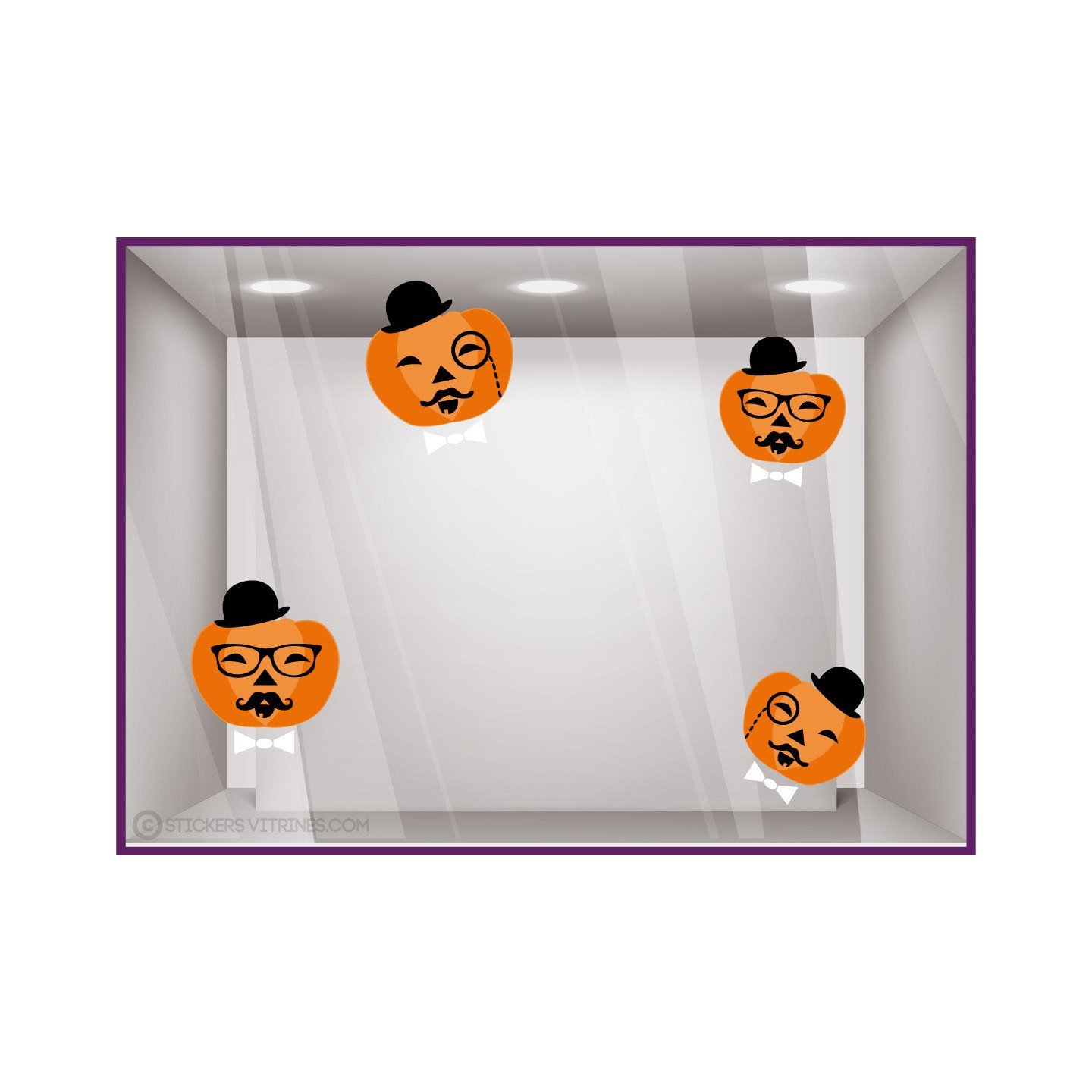 Stickers Citrouilles Halloween-vitrine-devanture-boutique-magasin