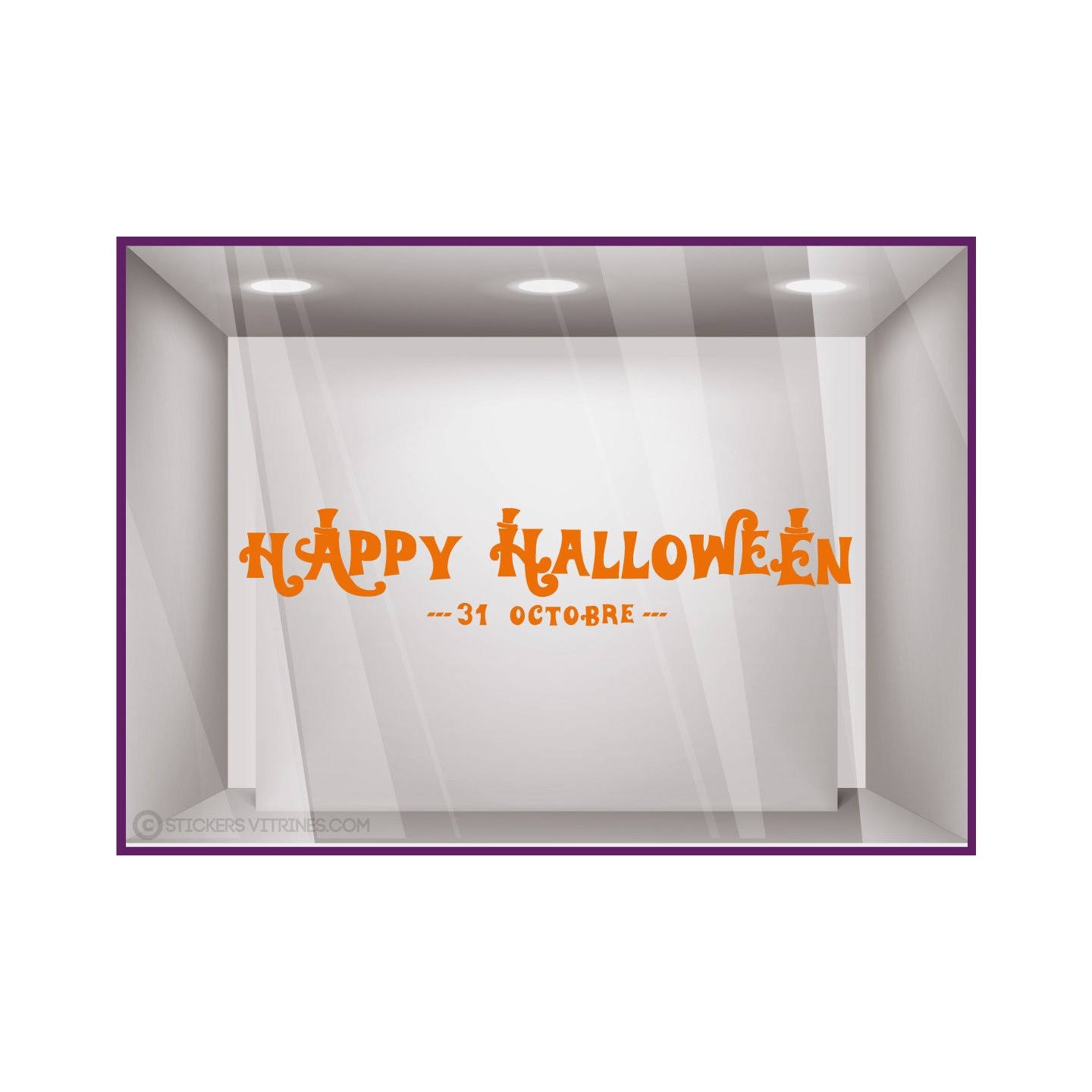 Sticker-Texte Happy Halloween-octobre-vitrine-boutique-magasin-lettrage adhesif-autocollant geant