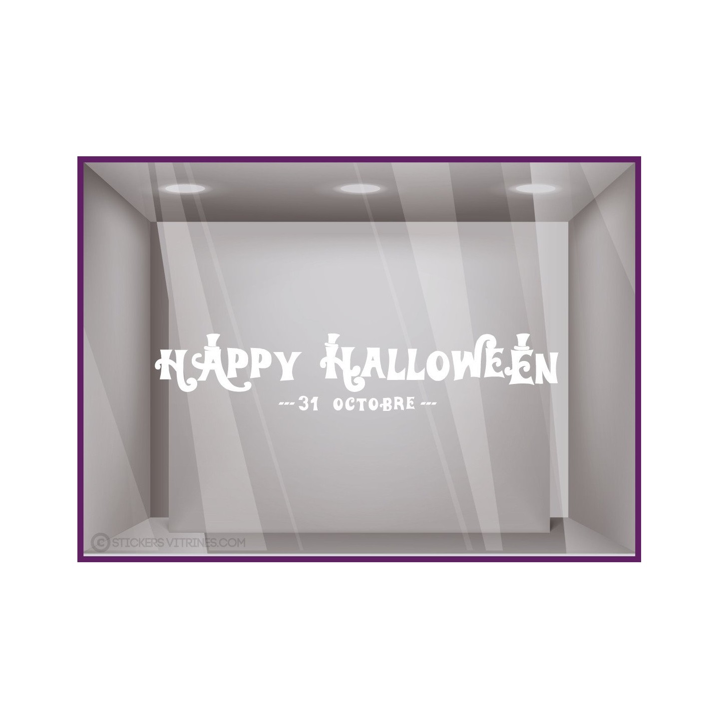 Sticker-Texte Happy Halloween-octobre-vitrine-boutique-magasin-lettrage adhesif-autocollant geant