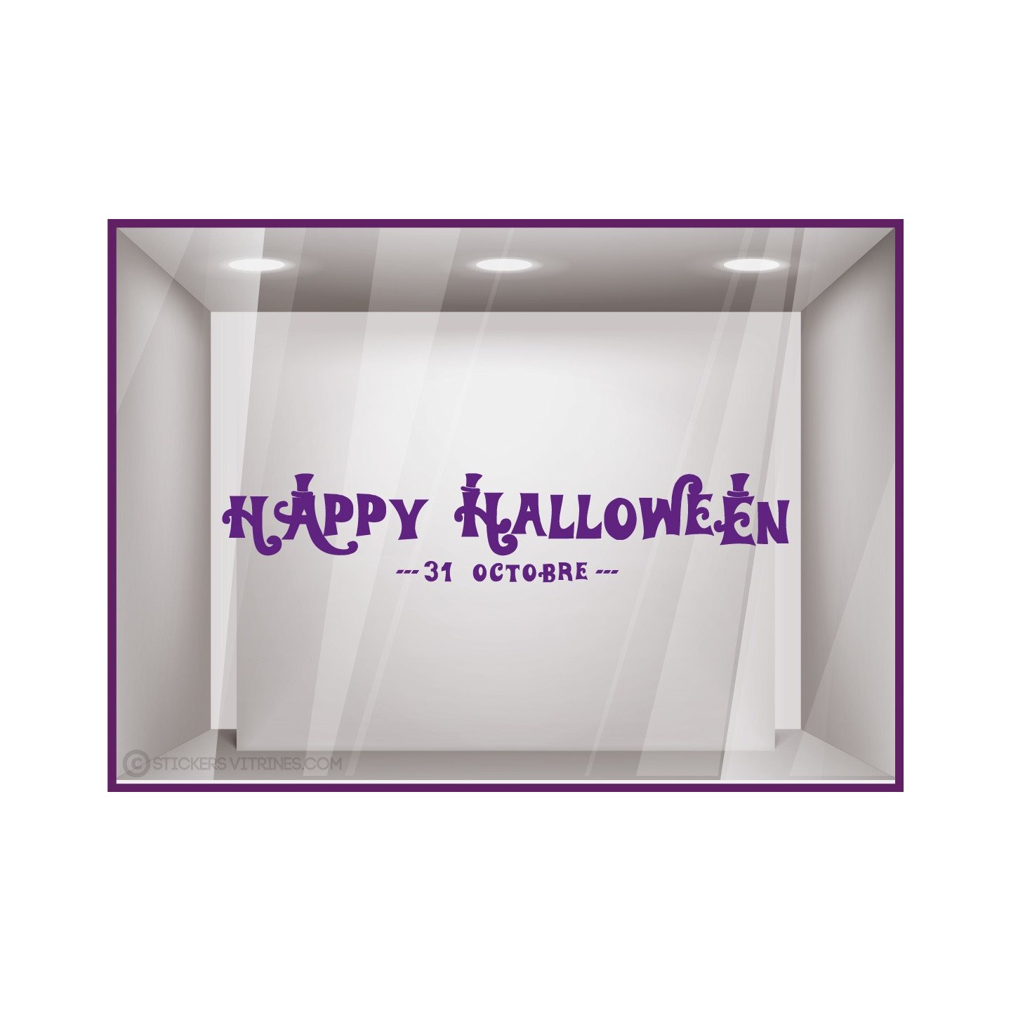 Sticker-Texte Happy Halloween-octobre-vitrine-boutique-magasin-lettrage adhesif-autocollant geant