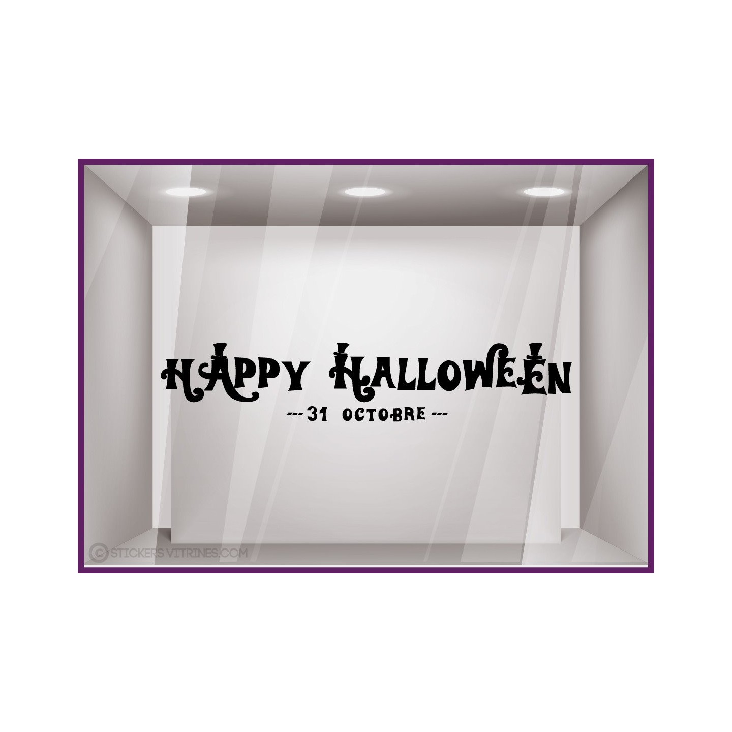 Sticker-Texte Happy Halloween-octobre-vitrine-boutique-magasin-lettrage adhesif-autocollant geant
