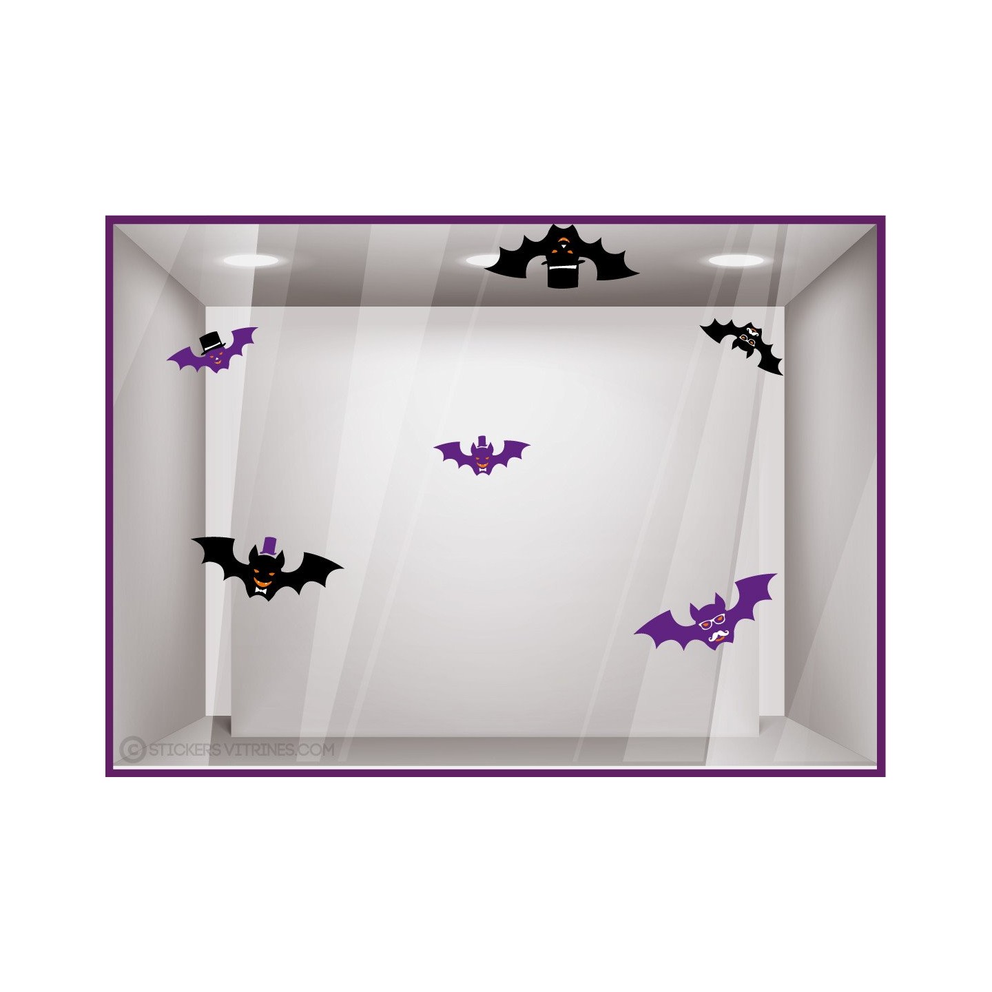 Stickers -Chauve-souris-Halloween-vitrine-devanture-boutique-octobre-autocollant