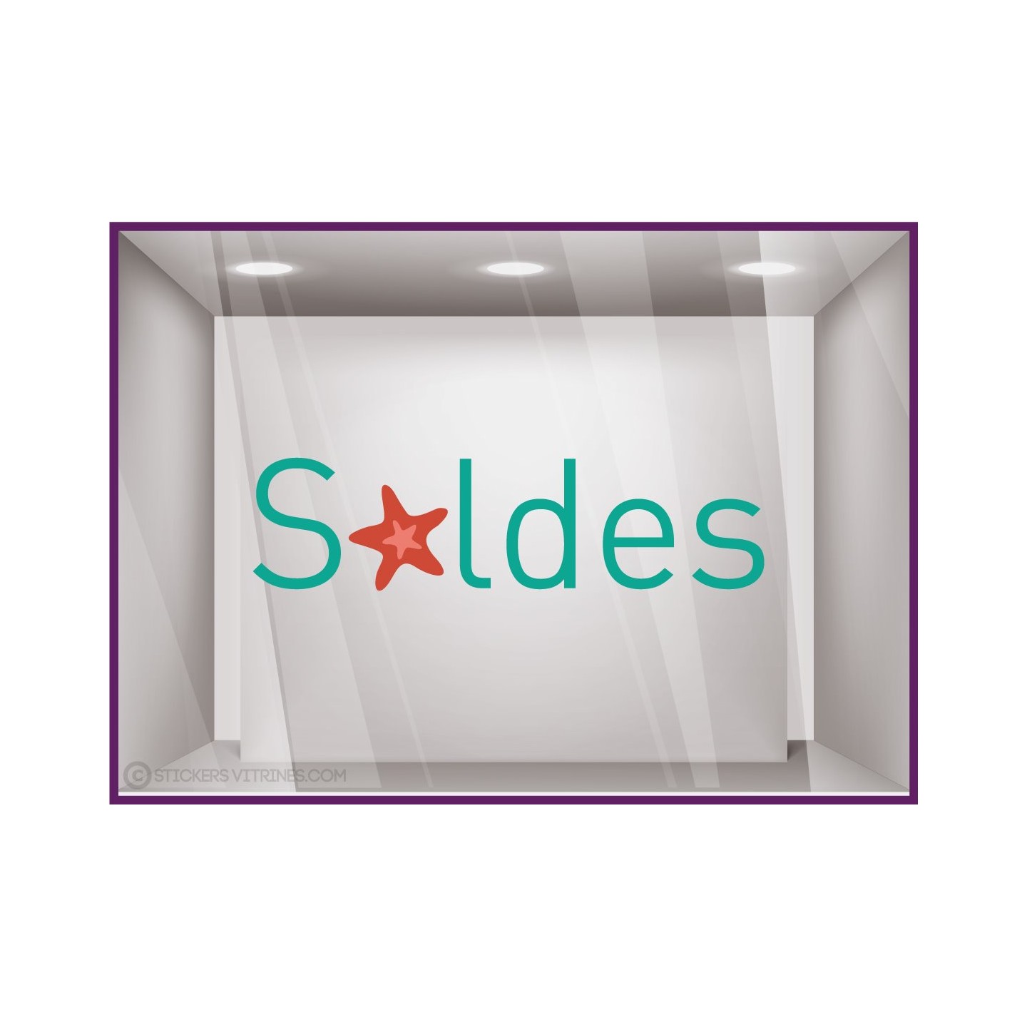 Sticker Soldes Etoiles de Mer promotion braderie destockage pourcentage lettrage adhesif boutique de mode maroquinerie