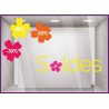 Kit de Stickers Soldes fleurs pourcentage promotion destockage braderie liquidation mode maroquinerie lettrage adhesif ete 