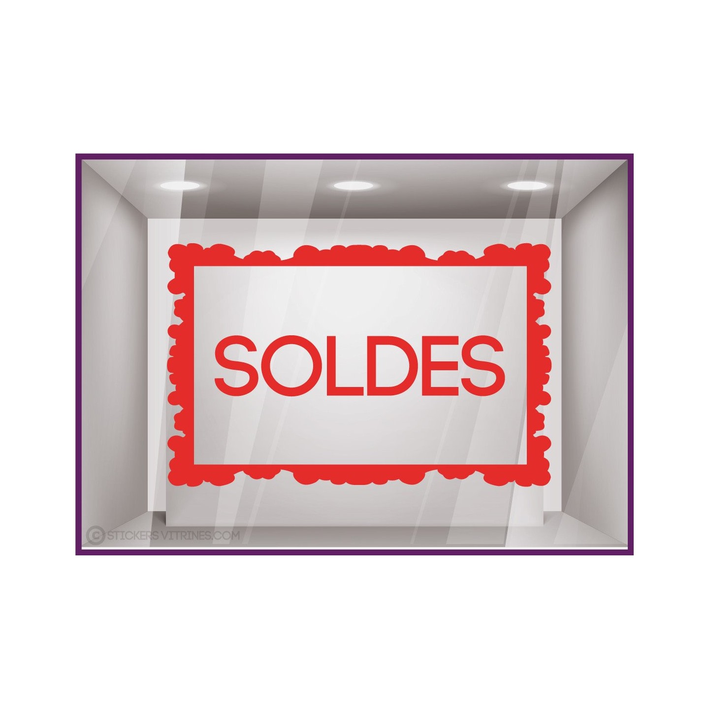 Sticker Soldes Cadre promotion lettrage adhesif pourcentage ete hiver destockage braderie liquidation mode maroquinerie