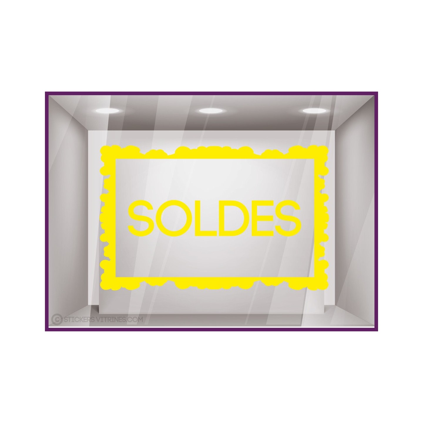 Sticker Soldes Cadre promotion lettrage adhesif pourcentage ete hiver destockage braderie liquidation mode maroquinerie