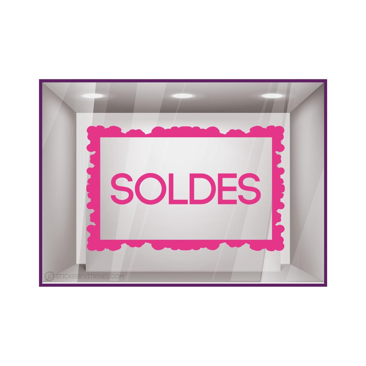 Sticker Soldes Cadre promotion lettrage adhesif pourcentage ete hiver destockage braderie liquidation mode maroquinerie