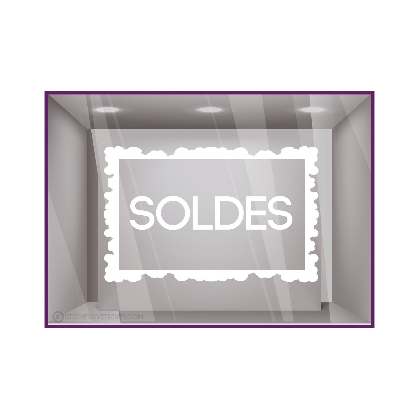 Sticker Soldes Cadre promotion lettrage adhesif pourcentage ete hiver destockage braderie liquidation mode maroquinerie
