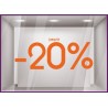 Sticker Jusqu'`a -20% lettrage adhesif pourcentage mode maroquinerie parfumerie vitrophanie destockage braderie