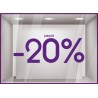 Sticker Jusqu'`a -20% lettrage adhesif pourcentage mode maroquinerie parfumerie vitrophanie destockage braderie