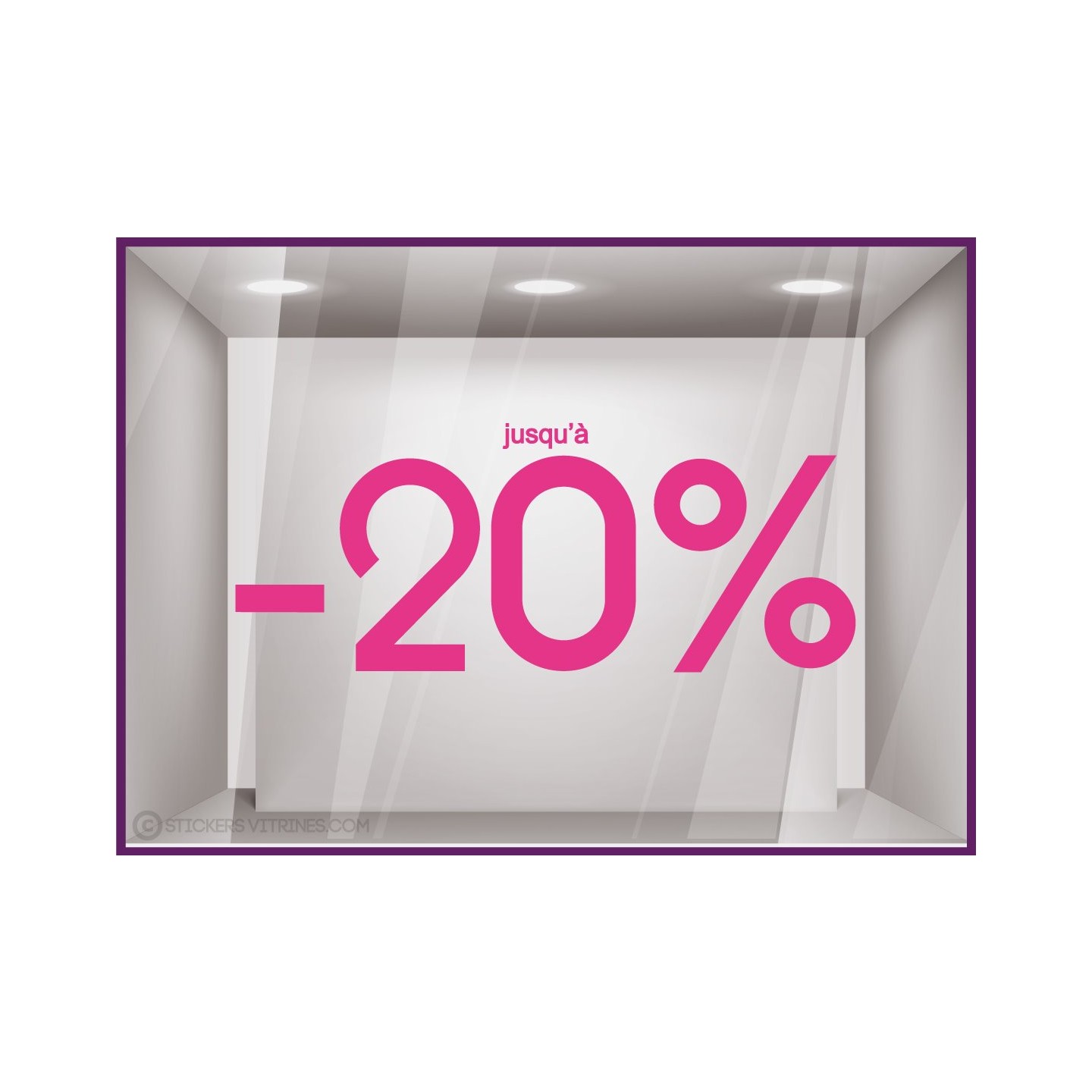 Sticker Jusqu'`a -20% lettrage adhesif pourcentage mode maroquinerie parfumerie vitrophanie destockage braderie
