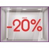 Sticker Jusqu'`a -20% lettrage adhesif pourcentage mode maroquinerie parfumerie vitrophanie destockage braderie