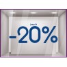 Sticker Jusqu'`a -20% lettrage adhesif pourcentage mode maroquinerie parfumerie vitrophanie destockage braderie
